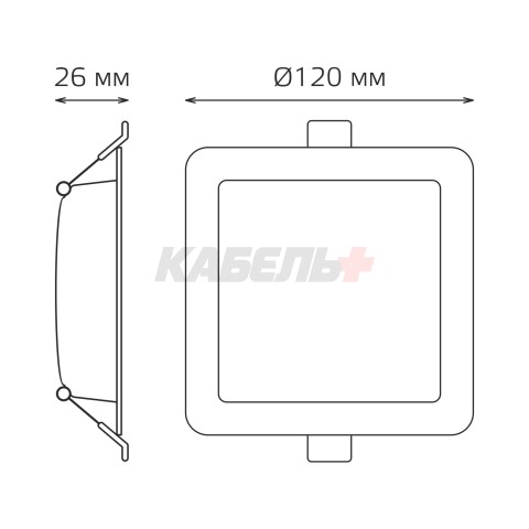 Светильник Gauss Elementary Downlight квадрат 10W 780lm 4000K 170-260V IP20 120*26 монтаж белый LED