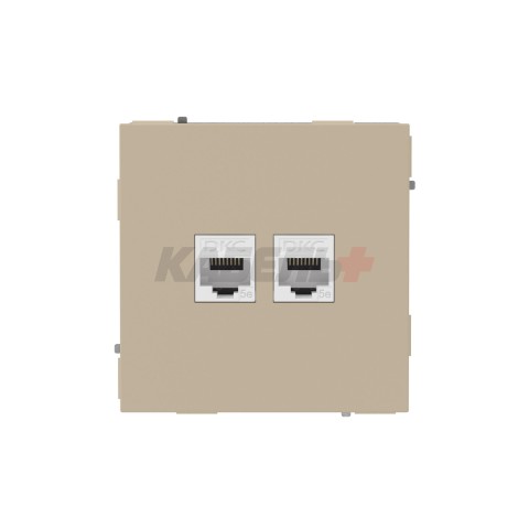 Компьютерная розетка RJ-45 без шторки, кат.5е двойная, KANT, ванильный марципан DKC
