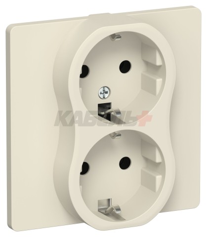 FLITE Розетка 2-местная с заземлением без защитных шторок безвинтовое крепление 16А РС12-1-К-ФлСл сливочный IEK