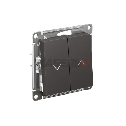 ATLASDESIGN 2-клавишный ВЫКЛЮЧАТЕЛЬ ДЛЯ ЖАЛЮЗИ, сх.4, 10А, механизм, БАЗАЛЬТ