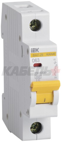KARAT Автоматический выключатель ВА47-29 1P D 63А 4,5кА IEK