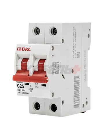 Автоматический выключатель YON max типа MD63S, 4,5кА, 2 полюса, хар-ка C, 25А DKC