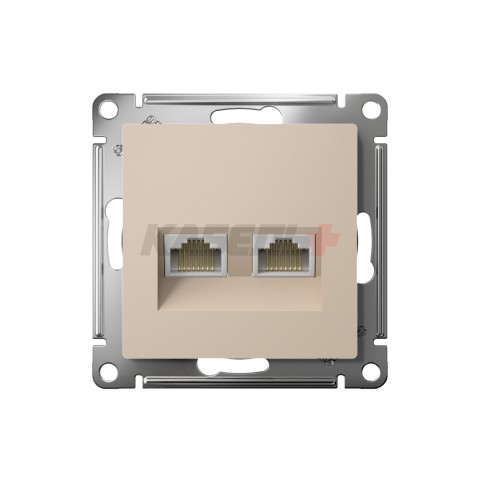 ATLASDESIGN РОЗЕТКА двойная компьютерная RJ45+RJ45 кат. 5e, механизм, ПЕСОЧНЫЙ