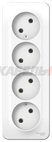BLANCA О/У РОЗЕТКА 4-ая без заземления без шторок, ИЗОЛ.ПЛ., 16А, 250В, БЕЛЫЙ
