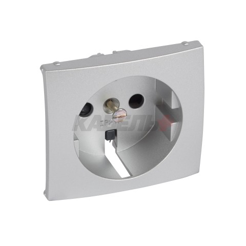 VALENA Лицевая панель для розетки с заземлением с защитными шторками алюминий