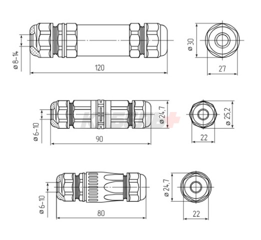Коннектор кабельный FFC-24/5P-IP68 (Fortisflex).