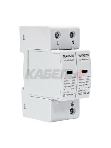 Устройство защиты от импульсных перенапряжений CET-T1T2-AC, 2P, AC275V, 7KA(10/350us), 20-50KA(8/20)us Up<1,5KV