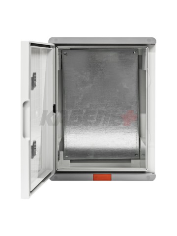 Пластиковый корпус 400х300х220 (ВхШхГ) серая дверь, с монтажной платой, Design Pro Series IP67