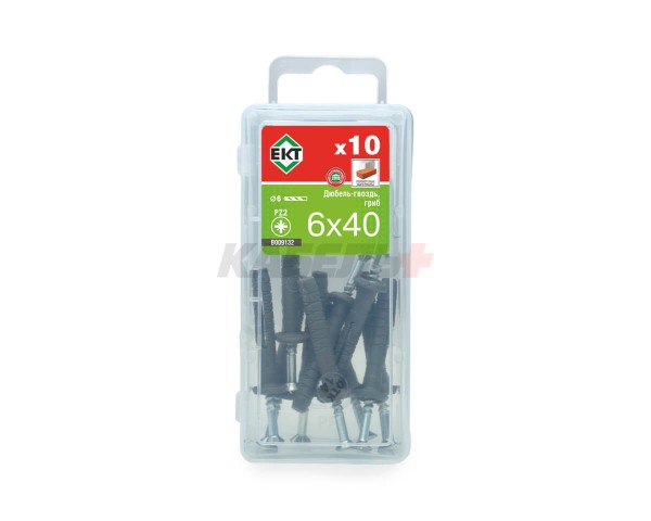 Дюбель-гвоздь GL, 6x40 гриб, п/п, ЕКТ (мини-конт./10шт)