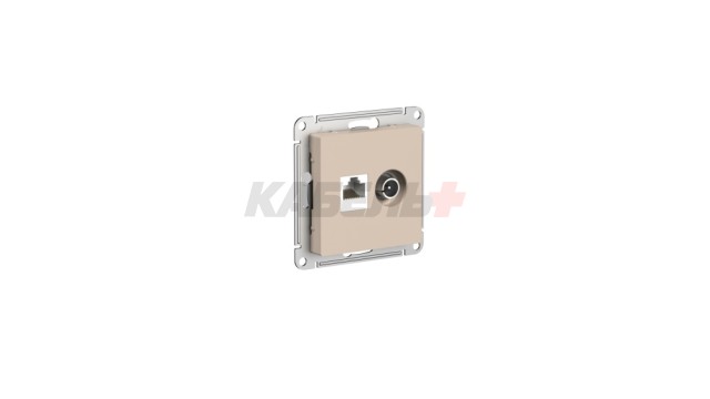Розетка двойная ТВ + компьютерная RJ45, кат. 5Е, Песочный AtlasDesign ATN001289
