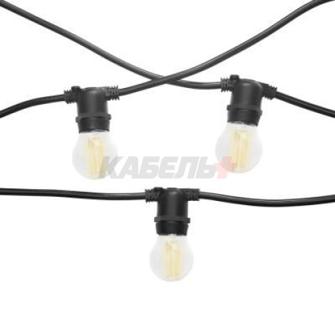 Гирлянда Белт Лайт Gen-Beltlight-20M-40E27-IP65 Black (Шаг 50См/16а/2*1,5mm +1,5m шнур)