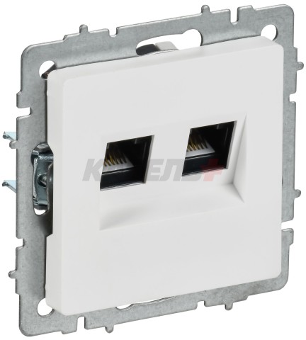BRITE Розетка компьютерная двойная RJ45 кат.6 РК11-2-БрАБ арктический белый IEK