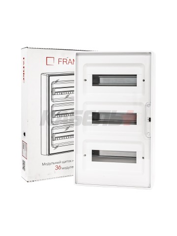 Щиток 36 мод настенный FRAME, белый с прозрачной дверцей, с 4 шинами PEN (2шт на 8 отв. и 2шт на 10 отв.) DKC
