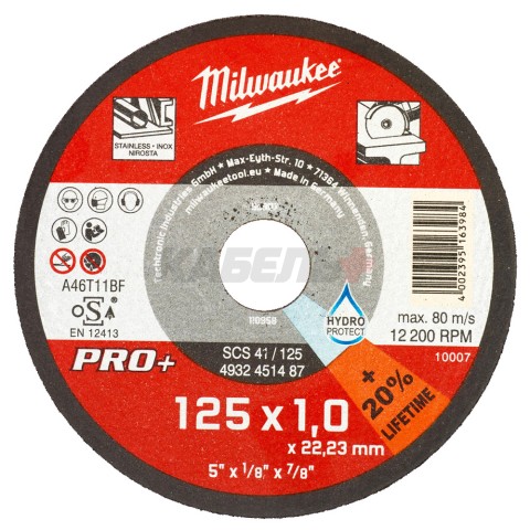 Круг отрезной по металлу 125х1,0х22,23 мм PRO +, MILWAUKEE
