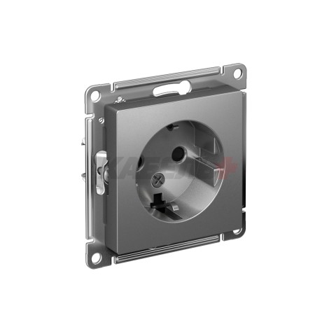 ATLASDESIGN РОЗЕТКА с заземлением со шторками, 16А, механизм, СТАЛЬ