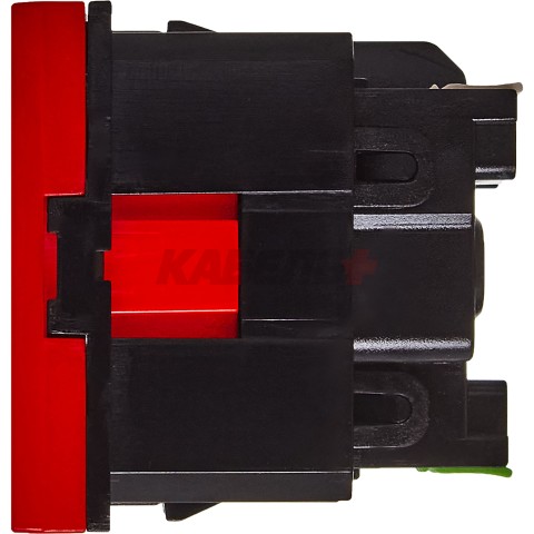 Розетка с заземляющим контактом защитной шторкой и безвинтовым зажимом (2 модуля) красная