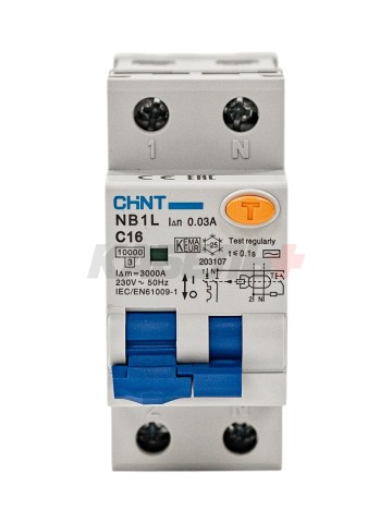Дифавтомат NB1L 1P+N С16 30mA тип AС 10kA (36mm) (R)