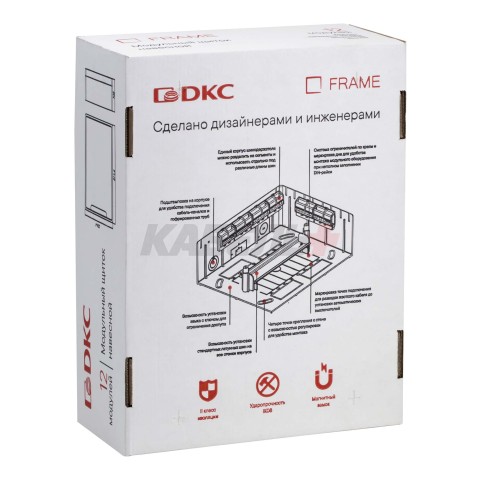 Щиток 12 мод настенный FRAME, белый, с тонированной дверцей, с 2 шинами PEN на 6 и 8 отв.