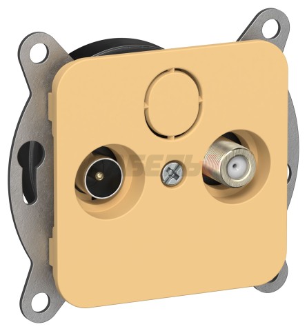 FLITE Розетка 2-местная TV+SAT экранированная проходная РТВс-2-1-2-ФлЗ золотарник IEK