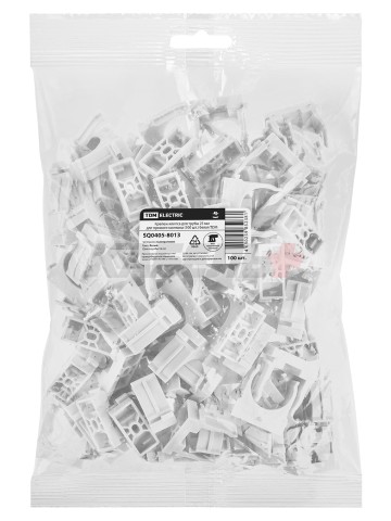 Крепеж-клипса для трубы 25 мм для прямого монтажа (100 шт.) белая TDM