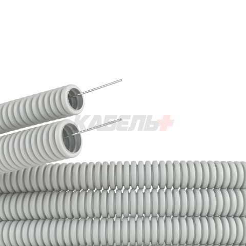 Труба ПВХ гибкая гофр. д.20мм, тяжёлая с протяжкой, 100м, цвет серый DKC