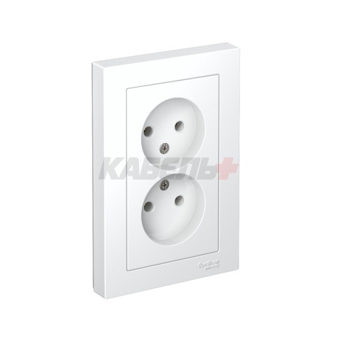 ATLASDESIGN РОЗЕТКА двойная без заземления, 16А, в сборе, БЕЛЫЙ