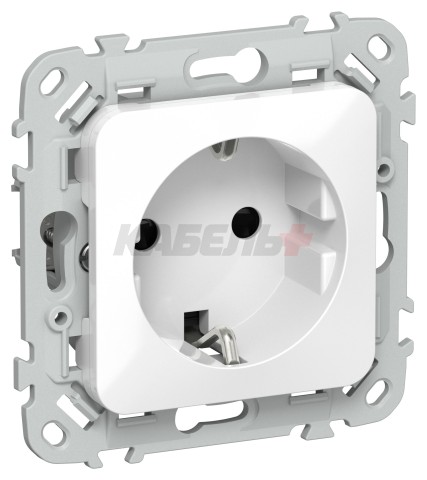 FLITE Розетка с заземлением с защитными шторками 16А РСш11-0-ФлБ белый IEK