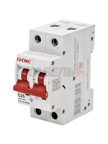 Автоматический выключатель YON max типа MD63N, 6кА, 2 полюса, хар-ка C, 25А DKC