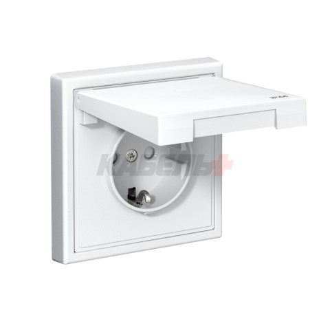 ARTGALLERY РОЗЕТКА с заз.со шт.с крышк, 16А, IP44, механизм, быстрозажим. клем., БЕЛЫЙ