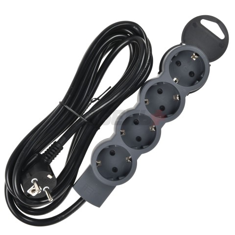 STANDARD Удлинитель У04 4 места 2P+PE 3м 3х1,5мм2 16А черный IEK