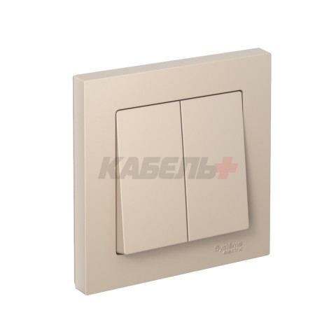 ATLASDESIGN 2-клавишный ВЫКЛЮЧАТЕЛЬ, сх.5, 10АХ, в сборе, быстрозажим. клем., ПЕСОЧНЫЙ