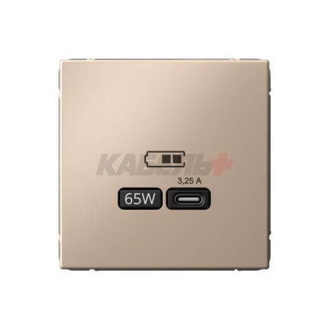 ARTGALLERY USB РОЗЕТКА тип-С 65Вт высокоскор.заряд. QC, PD, механизм, ПЕСОЧНЫЙ