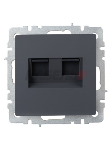 BRITE Розетка компьютерная двойная RJ45 кат.6 РК11-2-БрГ графит IEK