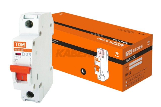Автоматический выключатель ВА47-29 1Р 25А 4.5кА х-ка D TDM