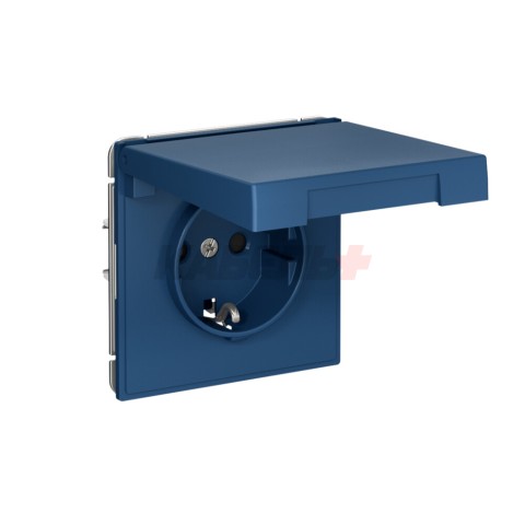 ARTGALLERY РОЗЕТКА с заземл. со шторк. с крышк., 16А, IP20, механизм, быстрозажим. клем., АКВАМАРИН
