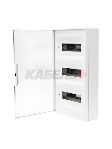 Щиток 36 мод настенный FRAME, белый с прозрачной дверцей, с 4 шинами PEN (2шт на 8 отв. и 2шт на 10 отв.) DKC