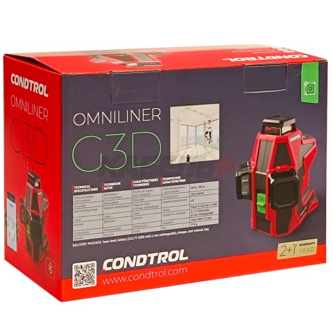 Нивелир лазерный Omniliner G3D (Зеленый / 40/80 м / 3 луча /+- 0.2 мм/м / Чехол), CONDTROL