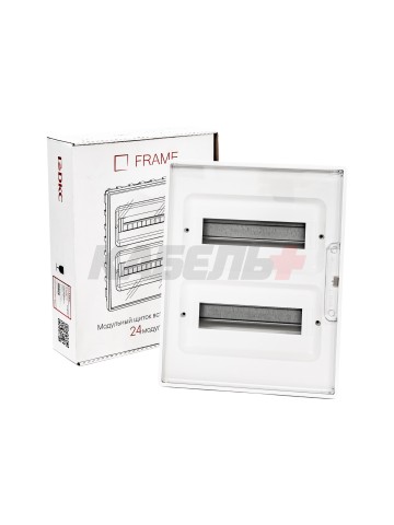 Щиток 24 мод встраиваемый FRAME, белый, с прозрачной дверцей, с 4 шинами PEN (2шт на 8 отв. и 2шт на 6 отв.)