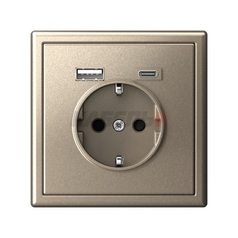 ARTGALLERY РОЗЕТКА 16А с 2 USB A+C, 5В/2,4А/3,0А, 2х5В/1,5А, механизм, ШАМПАНЬ