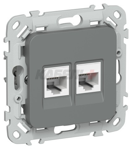 FLITE Розетка 2-местная компьютерная RJ45 категория 5Е UTP РК5е-2-0-ФлМА мокрый асфальт IEK