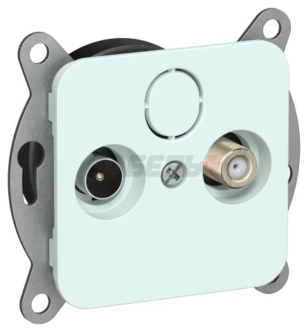 FLITE Розетка 2-местная TV+SAT экранированная проходная РТВс-2-1-2-ФлХЛ холодный лед IEK