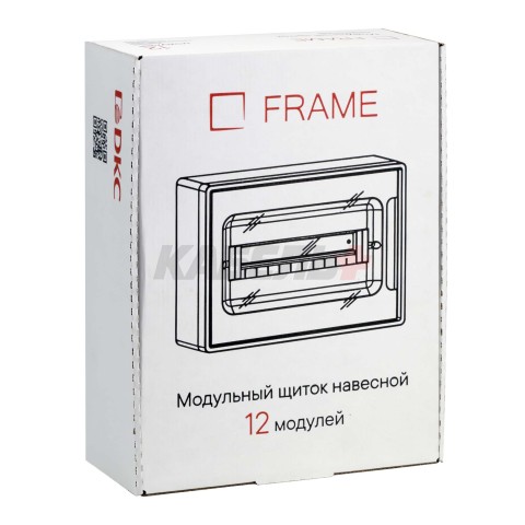 Щиток 12 мод настенный FRAME, белый, с тонированной дверцей, с 2 шинами PEN на 6 и 8 отв.