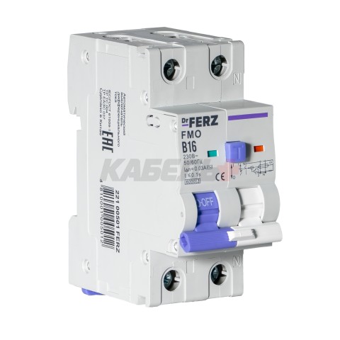 FMO-EL-1P+N 16A 30mA 6kA тип AC, х-ка B, 2M Дифавтомат