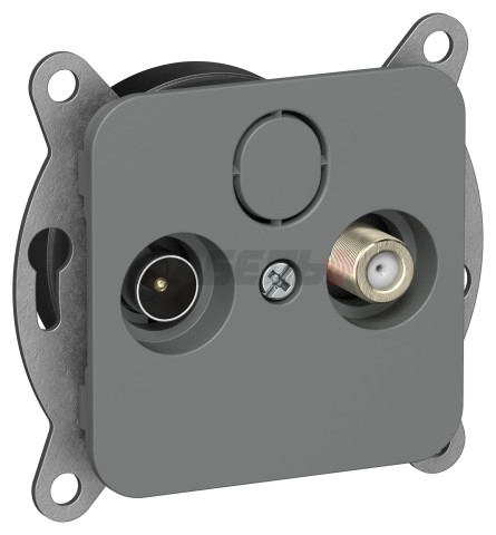 FLITE Розетка 2-местная TV+SAT экранированная проходная РТВс-2-1-2-ФлМА мокрый асфальт IEK