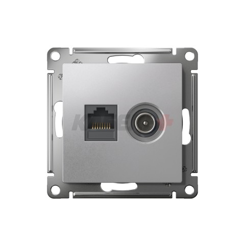 ATLASDESIGN РОЗЕТКА двойная ТВ + компьютерная RJ45 кат. 5e, механизм, АЛЮМИНИЙ