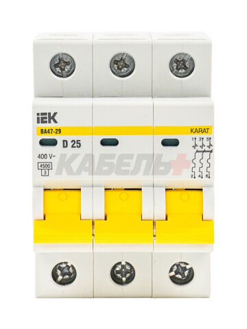 KARAT Автоматический выключатель ВА47-29 3P D 25А 4,5кА IEK