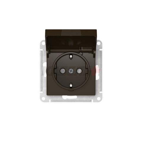 ATLASDESIGN РОЗЕТКА с заземлением со шторками с крышкой,16А,IP20, мех.,быстрозажим. клем., МОККО