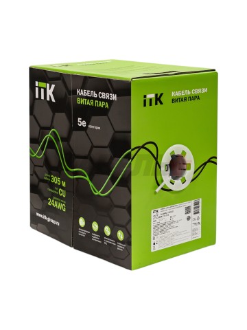 ITK Витая пара U/UTP кат.5E 4х2х24AWG solid PVC серый (305м) РФ/Т