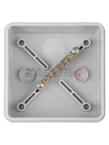 Коробка уравнивания потенциалов( КУП) двухкомп ОП 80х80х40 мм,шина 6х9,6гр.,IP66,  инд. ш/к TDM.