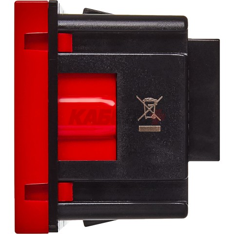 Розетка с заземляющим контактом без защитной шторки и винтовым зажимом (2 модуля) красная